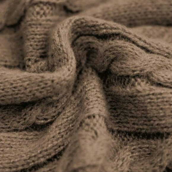 New Cable Knit Wrap Skirt Midi Dress Bodycon Tan Khaki Brown - Picture 8 of 10